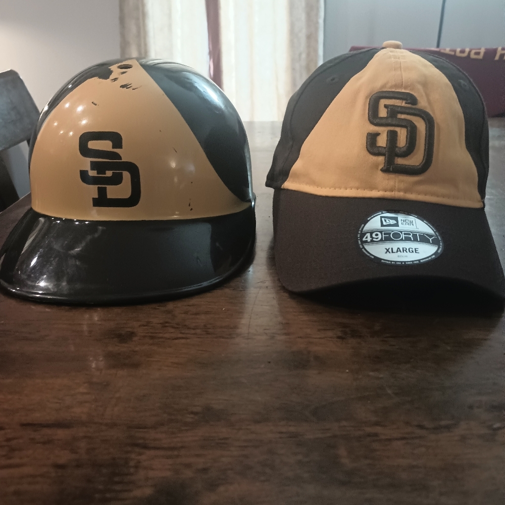 San Diego Padres New Era retro cap and collectible batting helmet